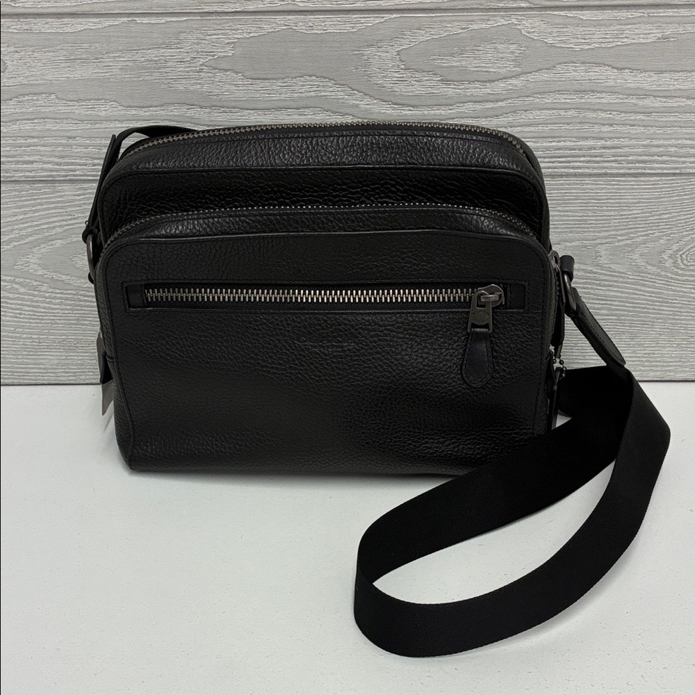 Coach Black Pebbled Leather Camera Crossbody Bag